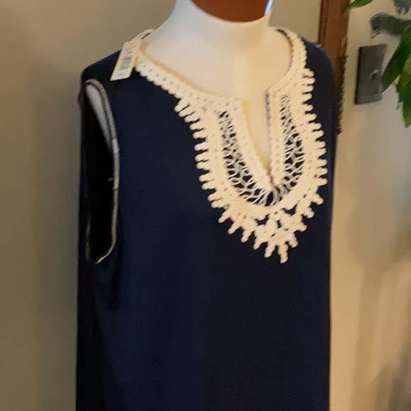 🔥HOT Deal Alert MAX STUDIO Navy Sleeveless Top Size 2XL NWT $68 - Picture 2 of 6